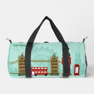 Custom Name London Illustration Duffle Bag