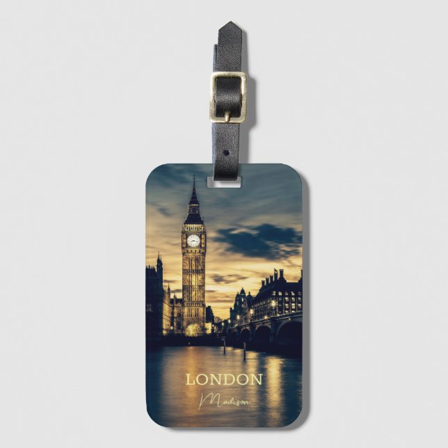 Custom Name London Luggage Tag (Front Vertical)
