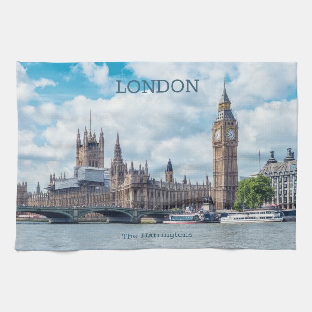 Custom Name London Tea Towel (Horizontal)