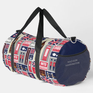 Custom Name London UK Icons Duffle Bag