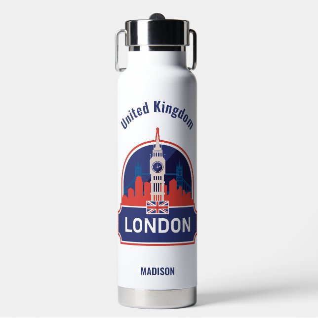 Custom Name London Water Bottle (Front)