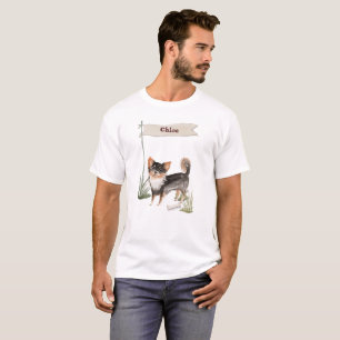 Custom Name Long Haired Chihuahua Pet Dog T-Shirt
