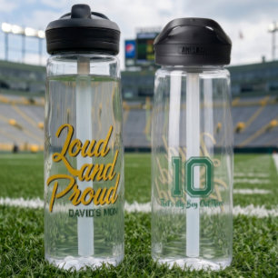 Custom Name Loud Proud Thats My Boy Fan Game Day Water Bottle