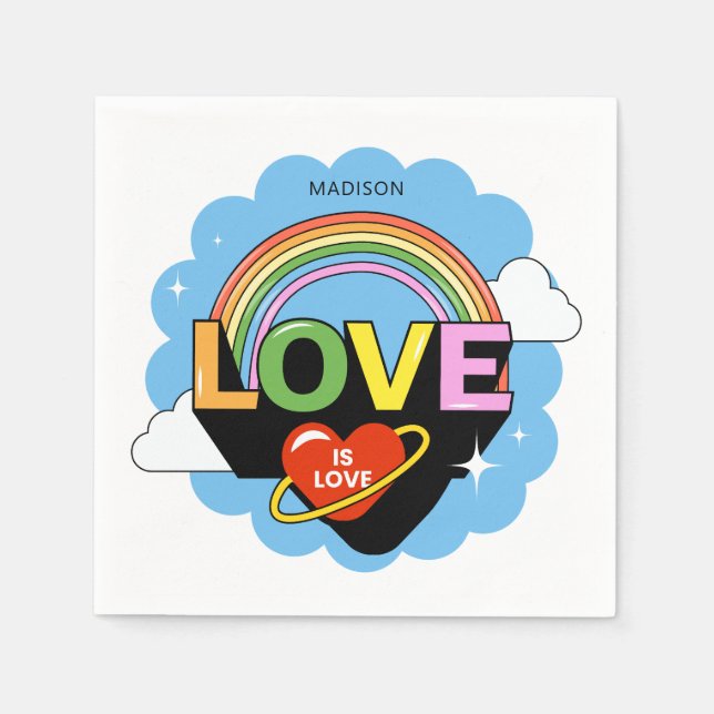 Custom Name "Love Is Love" Napkin (Front)