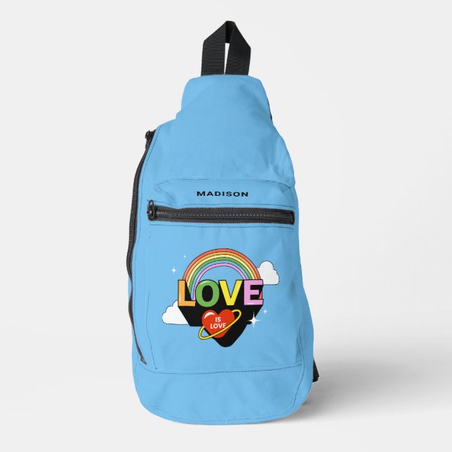 Custom Name "Love Is Love" Sling Bag (Front)
