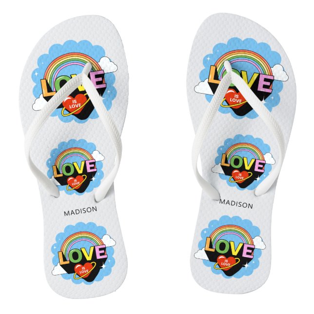 Custom Name "Love Is Love" Thongs (Footbed)