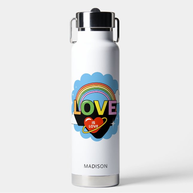 Custom Name "Love Is Love" Water Bottle (Front)