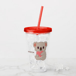 Custom Name Love Koala Acrylic Tumbler