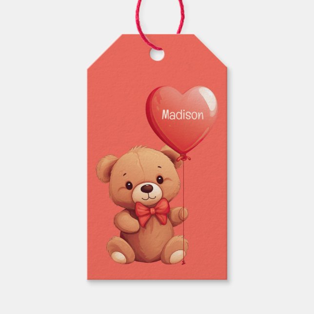 Custom Name Love Teddy Gift Tags (Front)