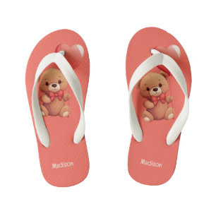 Custom Name Love Teddy Kid's Thongs