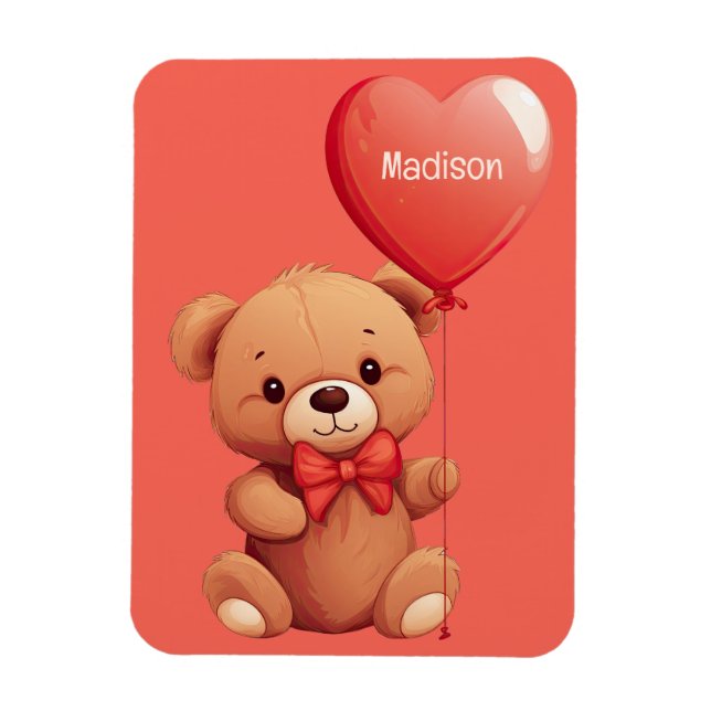 Custom Name Love Teddy Magnet (Vertical)