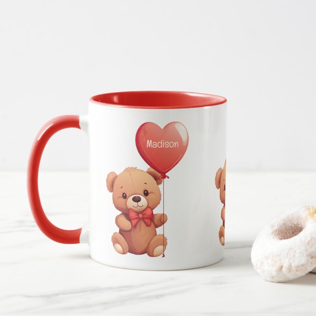 Custom Name Love Teddy Mug (With Donut)