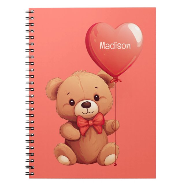 Custom Name Love Teddy Notebook (Front)