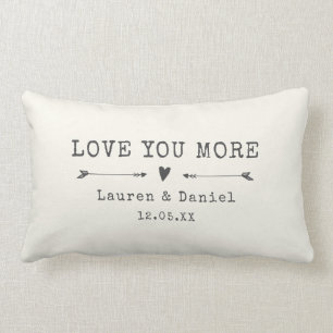 Custom Name Love you More Valentine's Day Newlywed Lumbar Cushion