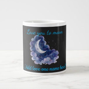 Custom Name Love You to the Moon Watercolor Moon a Large Coffee Mug