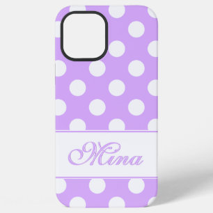 Custom Name, Lovely Lavender Big White Polka Dots iPhone 12 Pro Max Case
