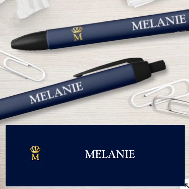 Custom Name Luxury Royal Elegant Monogran  Black Ink Pen (Creator Uploaded)