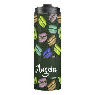 Custom name macaron pattern thermal tumbler