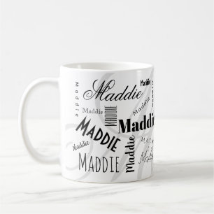 Custom Name Maddie Black White Coffee Mug