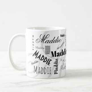Custom Name Maddie Black White Coffee Mug