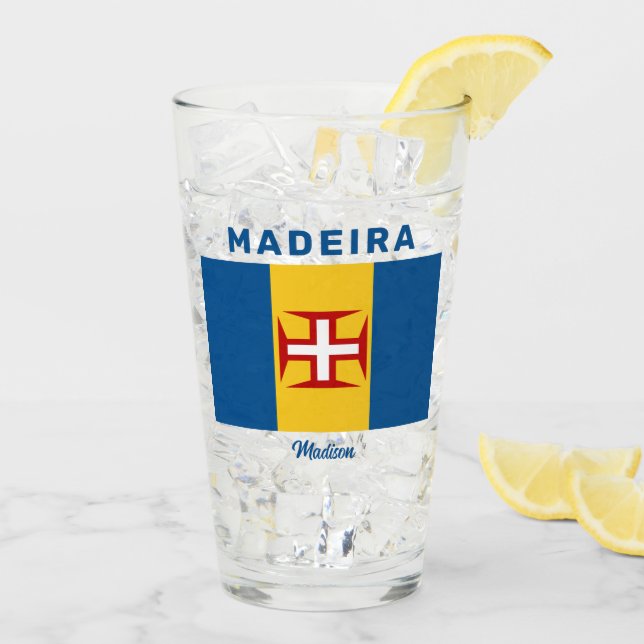 Custom Name Madeira Flag Glass (Back Ice)