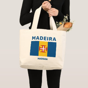 Custom Name Madeira Flag Large Tote Bag