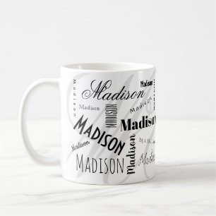 Custom Name Madison Black White Coffee Mug