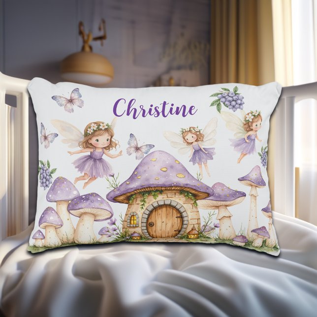 Custom Name Magic Fairies Purple Garden Decorative Cushion (Creator Uploaded)