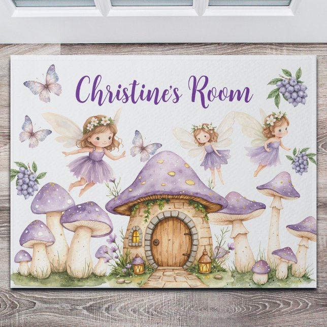 Custom Name Magic Fairies Purple Garden Doormat (Creator Uploaded)