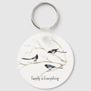 Custom Name Magpie Bird Family is Everything Key Ring