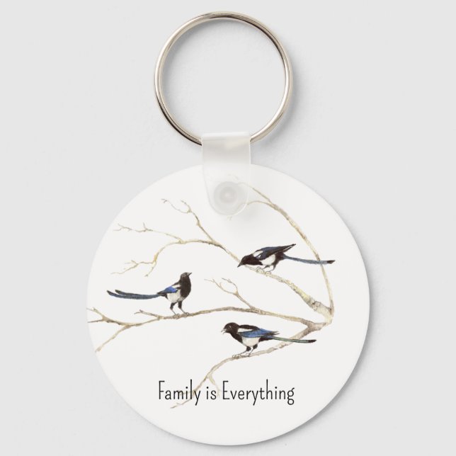 Custom Name Magpie Bird Family is Everything Key Ring (Front)