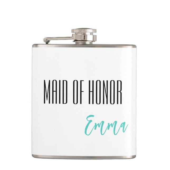 Custom Name Maid Of Honour Flask (Front)