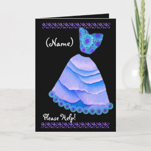 CUSTOM NAME Maid of Honour Invitation BLUE Gown