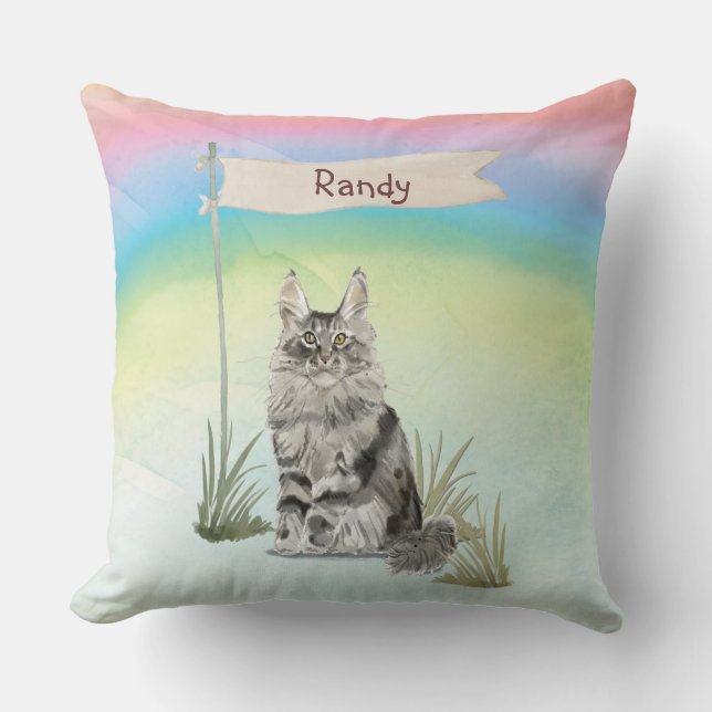Custom Name Maine Coon Cat Pet Cushion (Front)