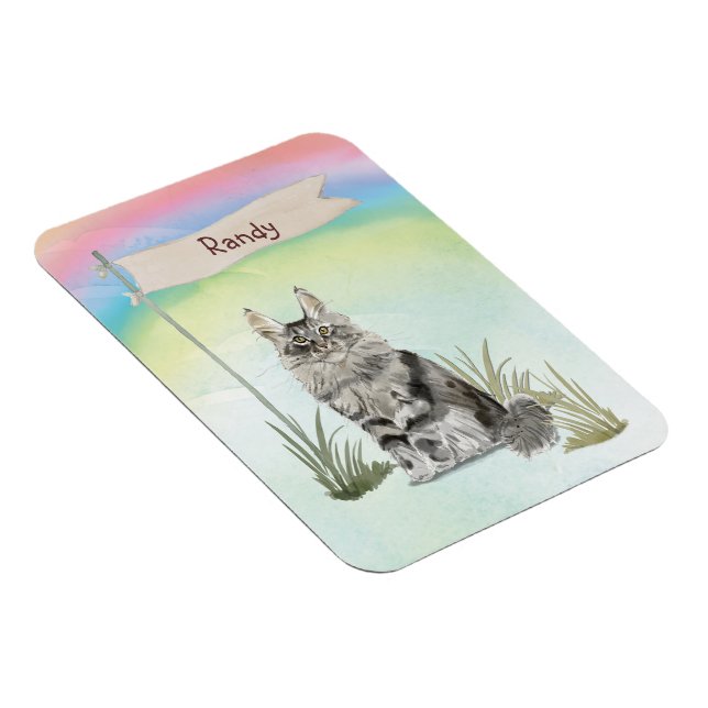 Custom Name Maine Coon Cat Pet Magnet (Right Side)