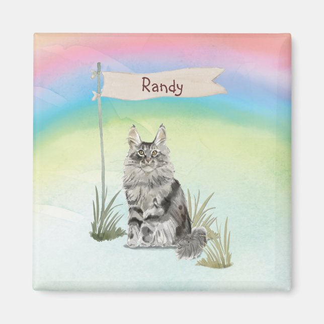 Custom Name Maine Coon Cat Pet Magnet (Front)