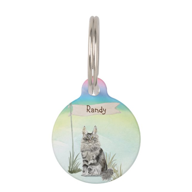 Custom Name Maine Coon Cat Pet Pet Tag (Front)