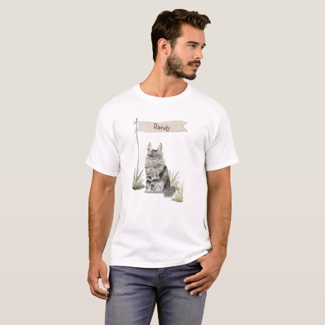 Custom Name Maine Coon Cat Pet T-Shirt (Front Full)