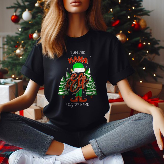 Custom name Mama elf personalised T-Shirt (Creator Uploaded)