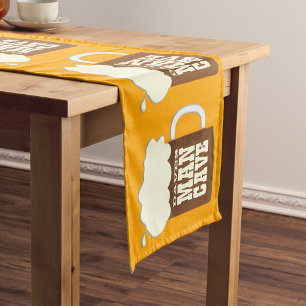 Custom Name Man Cave Beer Mug Pattern Short Table Runner