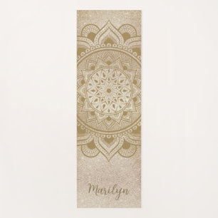 Custom Name Mandala Om Gold Glitter Exercise Yoga Mat