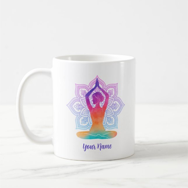 Custom Name Mandala Yoga Coffee Mug (Left)