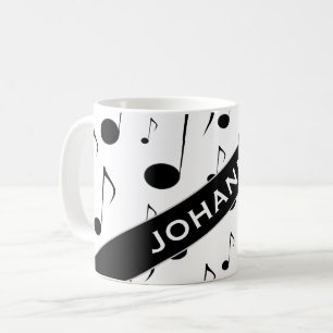 Custom Name + Many Musical Notes Pattern Mug