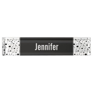 Custom Name + Many Musical Notes Pattern Nameplate