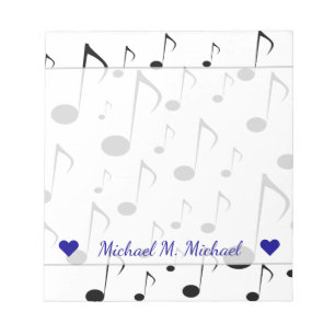 Custom Name + Many Musical Notes Pattern Notepad
