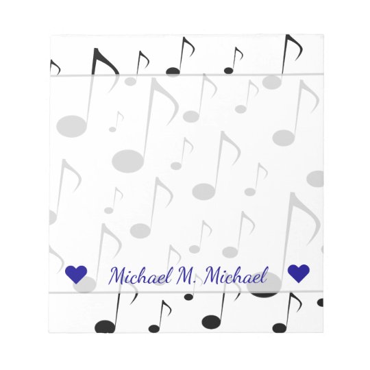 Custom Name + Many Musical Notes Pattern Notepad