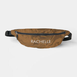 Custom name marble brown texture bum bags