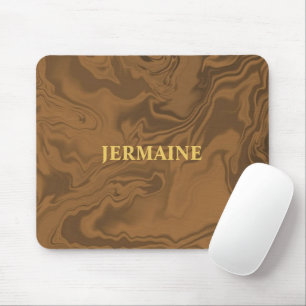 Custom name marble brown texture mouse pad