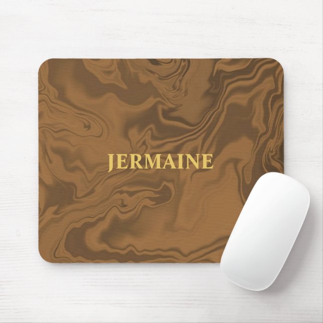 Custom name marble brown texture mouse pad (With Mouse)