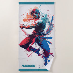 Custom Name Martial Arts Beach Towel